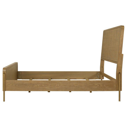 Coaster Home Furnishings - Arini - Wood - Rattan Eastern King Panel Bed with Woven Cane, Metal Tube Legs, and Tall Headboard - Bedroom - Sand Wash and Natural Cane - 224300KE
