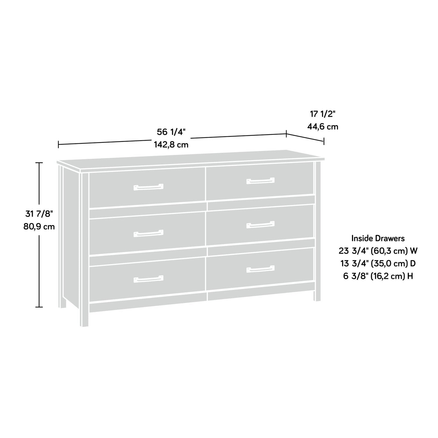 Sauder Cannery Bridge 6 Drawer Dresser Bedroom Dresser Chest of Drawers Wooden, in Sindoori Mango