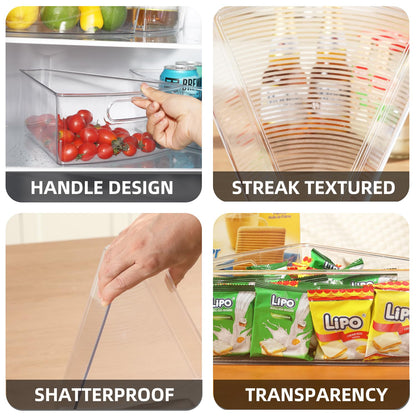 OMNISAFE Lazy Susan Organizer Bins,10.2”x 9.4”x 4”, 26" Diameter Clear Durable Kitchen Cabinet Storage Bin Set with Handle, Food Safe, Non-Slip Pads, BPA Free
