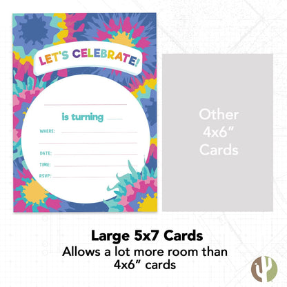 Desert Cactus Tie Dye Happy Birthday Invitations, Style 2 Invite Cards (10 Count) with Envelopes