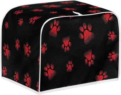 STUOARTE Dog Paw Print Toaster Cover, Dustproof Kitchen Decor for Most Standard 2 Slice Toasters