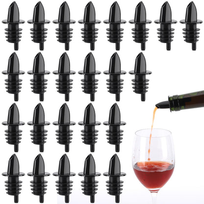 200 Pack Bottle Pourers Wine Pourers Plastic Liquor Free Flow Pourers Spout Pourer Black for Kitchen Olive Oil Mixed Drinks, 2.7 * 1.2 Inch