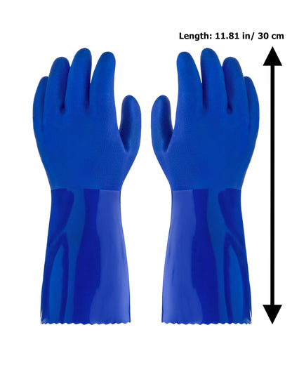 kitchen-star Ultimate Rubber Household PVC Gloves with Comfortable Cotton Lining, Anti-Slip surface, Kitchen Dishwashing, Extra Thickness, Kitchen Cleaning, Working, Painting, Pet Care (Medium, Blue)