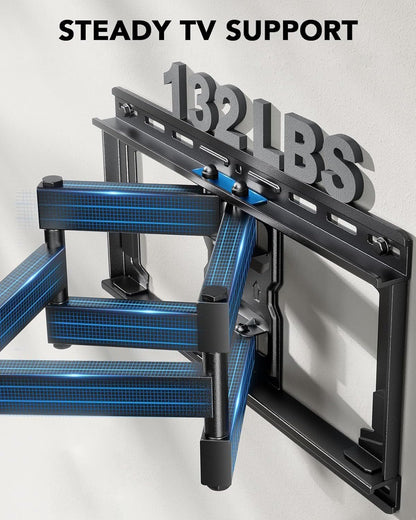 Pipishell Full Motion TV Wall Mount - Fits 42-85 Inch LED TVs Up to 132lbs | Swivel Bracket with Articulating Arms, Max VESA 600x400mm