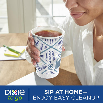 Dixie To Go Paper Coffee Cups With Lids, 12 oz, 156 Count (6 packs of 26 cups), Disposable Insulated Paper Cups for On-The-Go Hot or Cold Beverages
