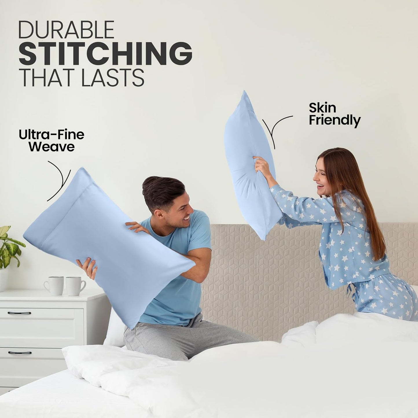 Utopia Bedding King Size Pillow Cases 2-Pack - Soft Brushed Microfiber - Oeko-TEX Certified, 20x40 Inches (Ice Blue)