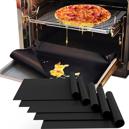 Oven Liners for Bottom of Oven, 16x24 inch Thick Heavy Duty Non Stick Teflon Oven Mats, BPA and PFOA Free Reusable Oven Liners for Bottom of Electric Oven (5 Pack)