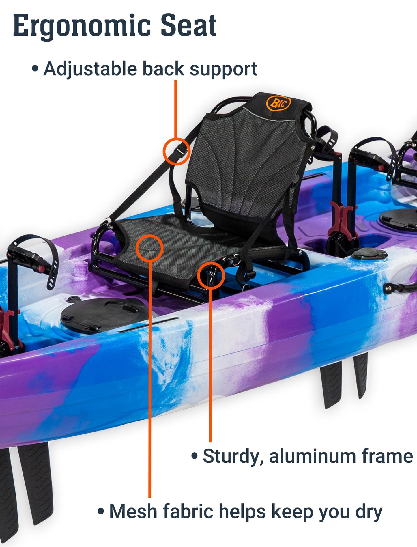 Upgraded Brooklyn 13.5 Tandem Pedal Kayak by BKC, 2 Person Sit-On-Top Pedal Drive Kayak, 680 lb Capacity, Dual Flipper Pedals, Rudder Steering, for Fishing & Touring (Storm Surge)