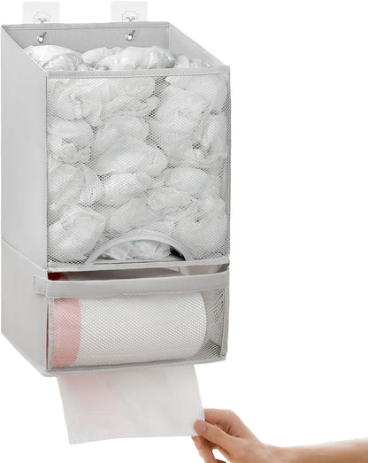 2 1 Bag Saver - Extra Large in Plastic Bag Holder Storage, Durable Mesh Grocery Hanging Trash Dispenser Roll Organizer