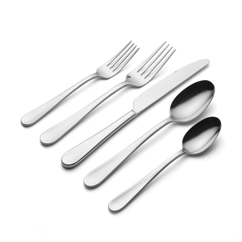 Oneida Silverware Set, Grant 20 Piece Everyday Flatware Set, Service For 4, 18/0 Stainless Steel, Dishwasher Safe, Knives Spoons And Forks Set, Dishwasher Safe, Home And Kitchen (Silver, 20 Pieces)