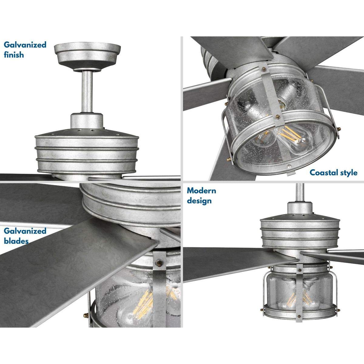 Midvale Collection 5-Blade Galvanized 56-Inch AC Motor Coastal Ceiling Fan