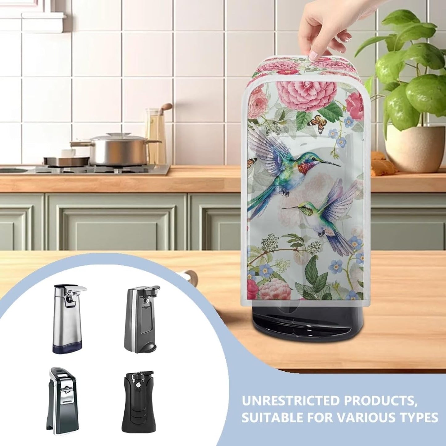 Hummingbird Electric Can Opener Dust Cover, Home Decor Kitchen Appliance Covers