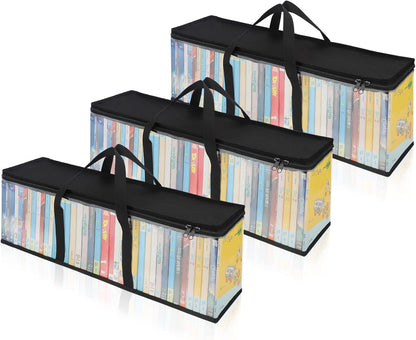 CCidea DVD Storage Bags Set of 3, Clear PVC Media Holder Case with Handles for DVDs/CDs/VHS - Holds 40 DVDs