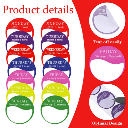 Ckhoid 7000PCS Day of The Week Stickers Removable Day Dots Food Labels (Monday-Sunday) Self Adhesive Weekly Date Labels for for Food Container Kitchen Freezer Restaurant Expiration Date Supplies