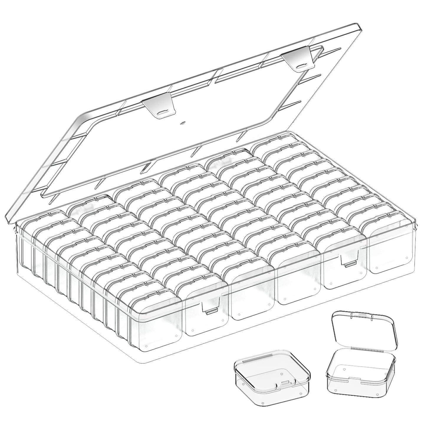 VANSUNS Bead Organizer Box, 61pcs Clear Plastic Storage Containers Set, Large Capacity Small Bead Organizers and Storage Cases with Labels, for Jewelry, Crafts, Diamonds Storage