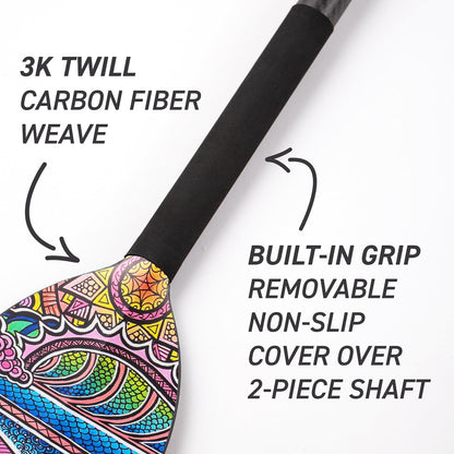Hornet Watersports Dragon Boat Paddle - Pink Crush Design - Adjustable Carbon Fiber Dragon Boat Paddle - IDBF Approved (Clamp Adjustable)