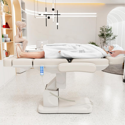 Dolonm 4 Motor Electric Chair/Bed, Aluminum Hydraulic System for Medical Treatment Exam, Facial, Spa, Eyelash, Tattoo, Podiatry Treatment Beauty Massage, Hand Remote Controlled Adjustable - White