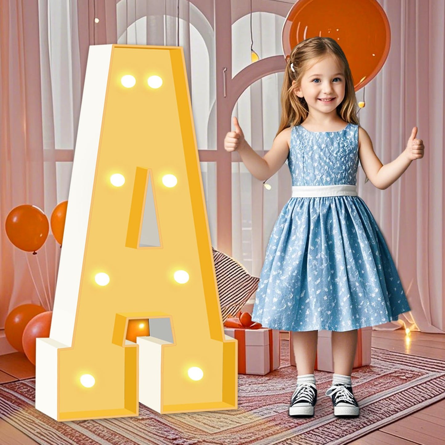 HITINO 3FT Marquee Light Up Letters, LED Marquee Letters A for Birthday Balloons Backdrop, Large Light Up Letters for Baby Shower Anniversary Decorations Party Wedding Decor, Pre-Cut Foam Frame Kit
