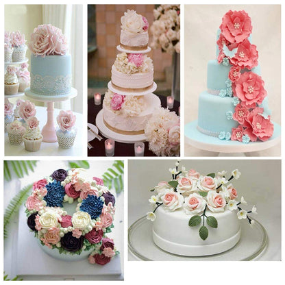 62pcs Gumpaste Flowers and Leaves Fondant Tool Leaf Tool Kit Gum Paste Flower Cutter Set Stainless Steel Flower Cutter Silicone Molds Foam Pad Veining Board Ball Tools Modelling Tools Brushes