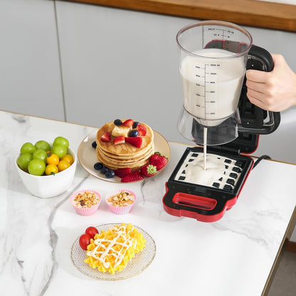 GAGAQI Pancake Batter Dispenser 5 Cup with Sturdy Handle,Batter Separator for Pancakes, Cupcake, Waffle, Muffin Mix, Cake & Crepe Batter pitcher with Squeeze Handle Baking Tools-Black
