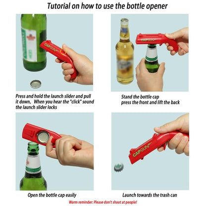Bottle Opener,Fun Shooting Gun Creative Bottle Opener for Party Games, Family Parties, Outdoor Barbecue,Jar Opener for Weak Hands and Seniors with Arthritis