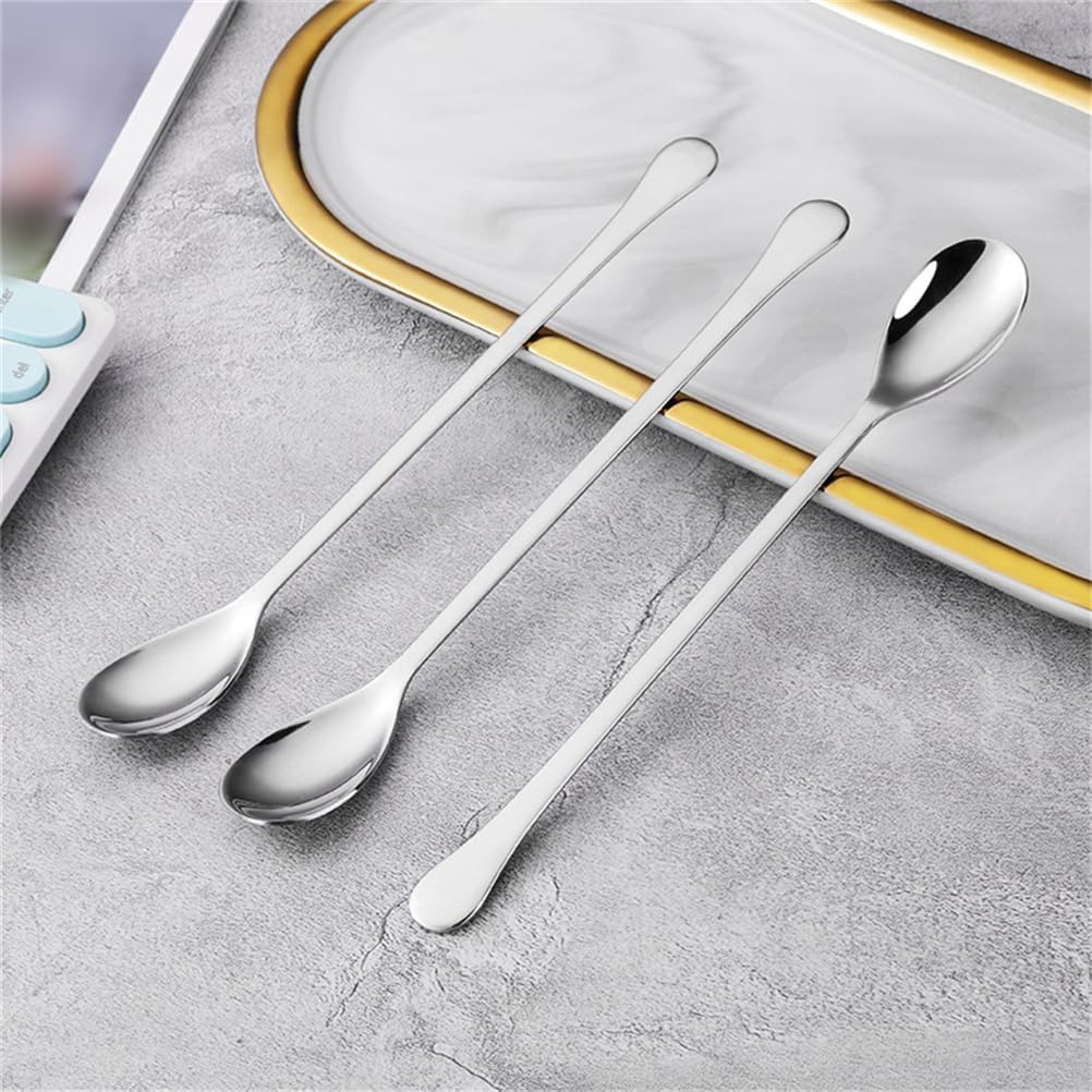 9.25-Inch Long Handle Iced Tea Spoon, Premium 304 Stainless Steel Cocktail Stirring Spoon, Silver