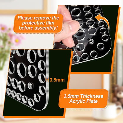 HESHUYU Rotating Paint Brush Holder 92 Holes and Large Compartment 360° Spinning Acrylic Paintbrush Holder Organizer Artist Brush Holder Watercolor Brush Stand Rack