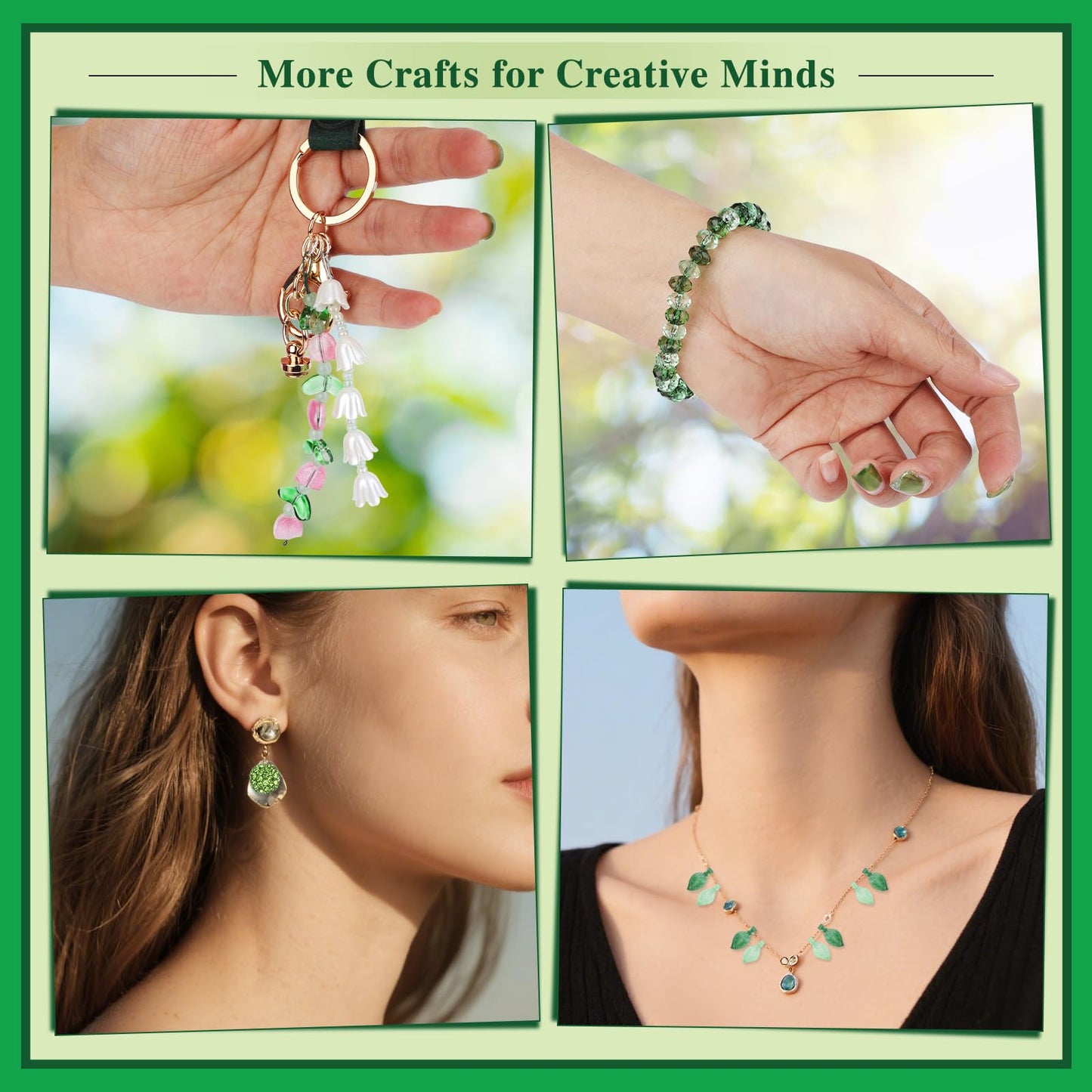 GarfxG Beaded Plant Kit, Green Glass Beads Plants Kit, Forever Plant Beads Green Beads with Step by Step Instructions, Video Tutorials, DIY Making Tools for Home Decor Jewelry Making DIY Craft