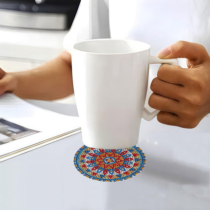 DDGYP 8 Pcs Mandala Diamond Painting Coasters with Holder, DIY 5D Diamond Art Craft Supplies for Home Decor, Diamond Art Kits for Adults