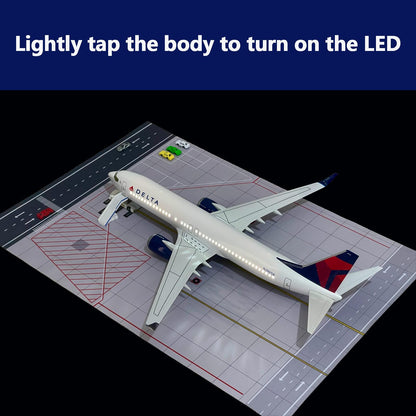 B737 Model Airplane 18.5 Inches Long 1/150 Scale 737 Aircraft with LED Lights and Airport Scene Accessories Ideal Display and Gift