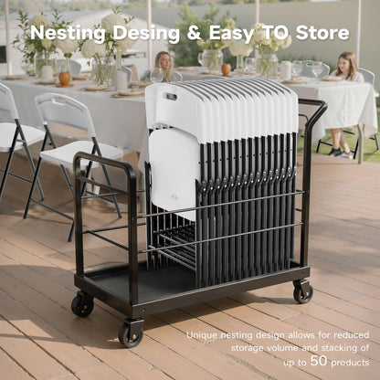 Ortus Collective Folding Chairs, 600lbs Capacity, Heavy-Duty Commercial Stackable Plastic Foldable Chairs for Indoor/Outside, Office, Kitchen, Party, Patio(White, 20 Pack)