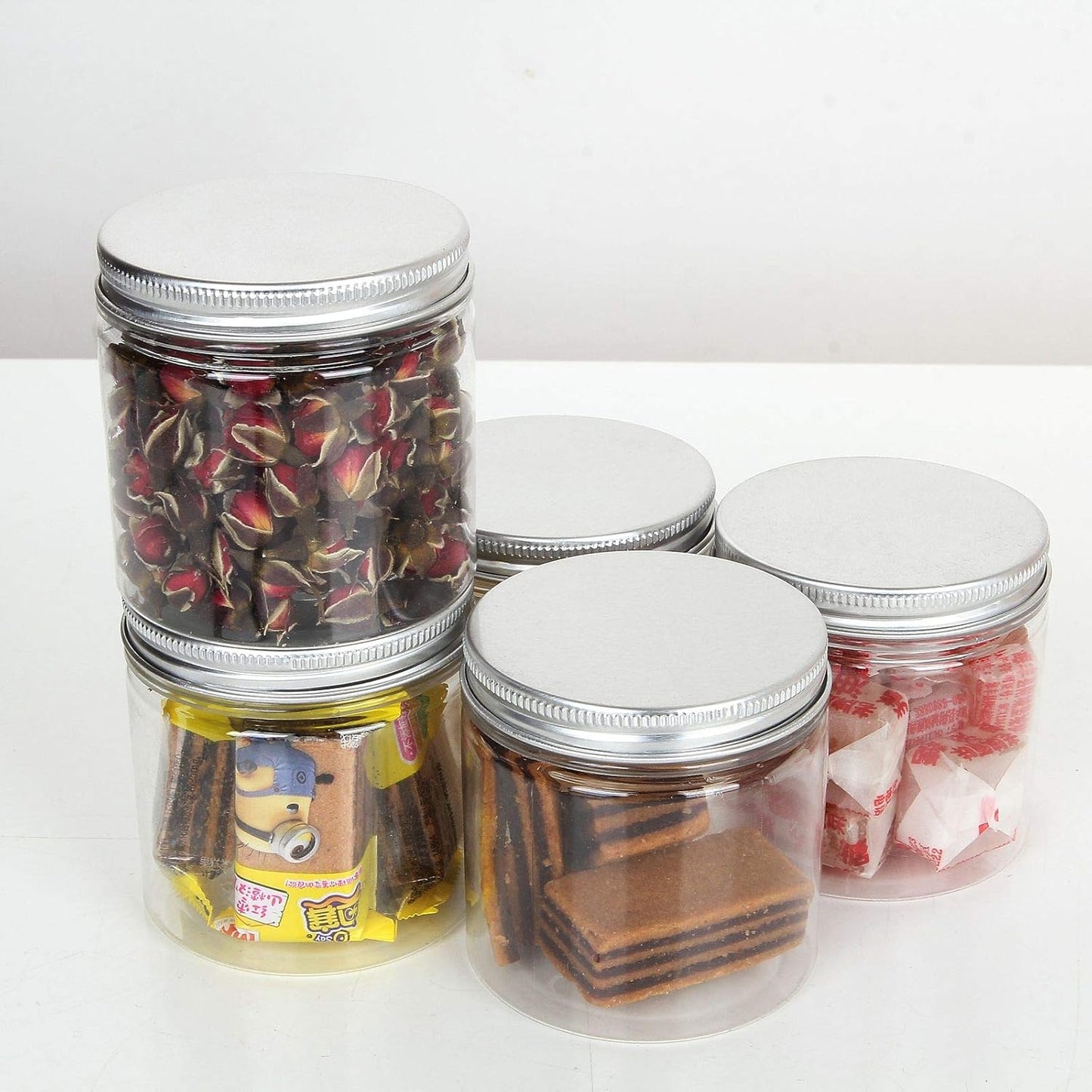 24Pack 6 oz Empty Plastic Jars with Lids - Clear, Wide Mouth, Airtight Gift & Food Jars for Travel, Home, Kitchen