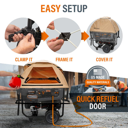 GenTent XL Open Frame Running Cover – Universal Kit Generator Tent for Larger Generators (Tan, XL - Standard)
