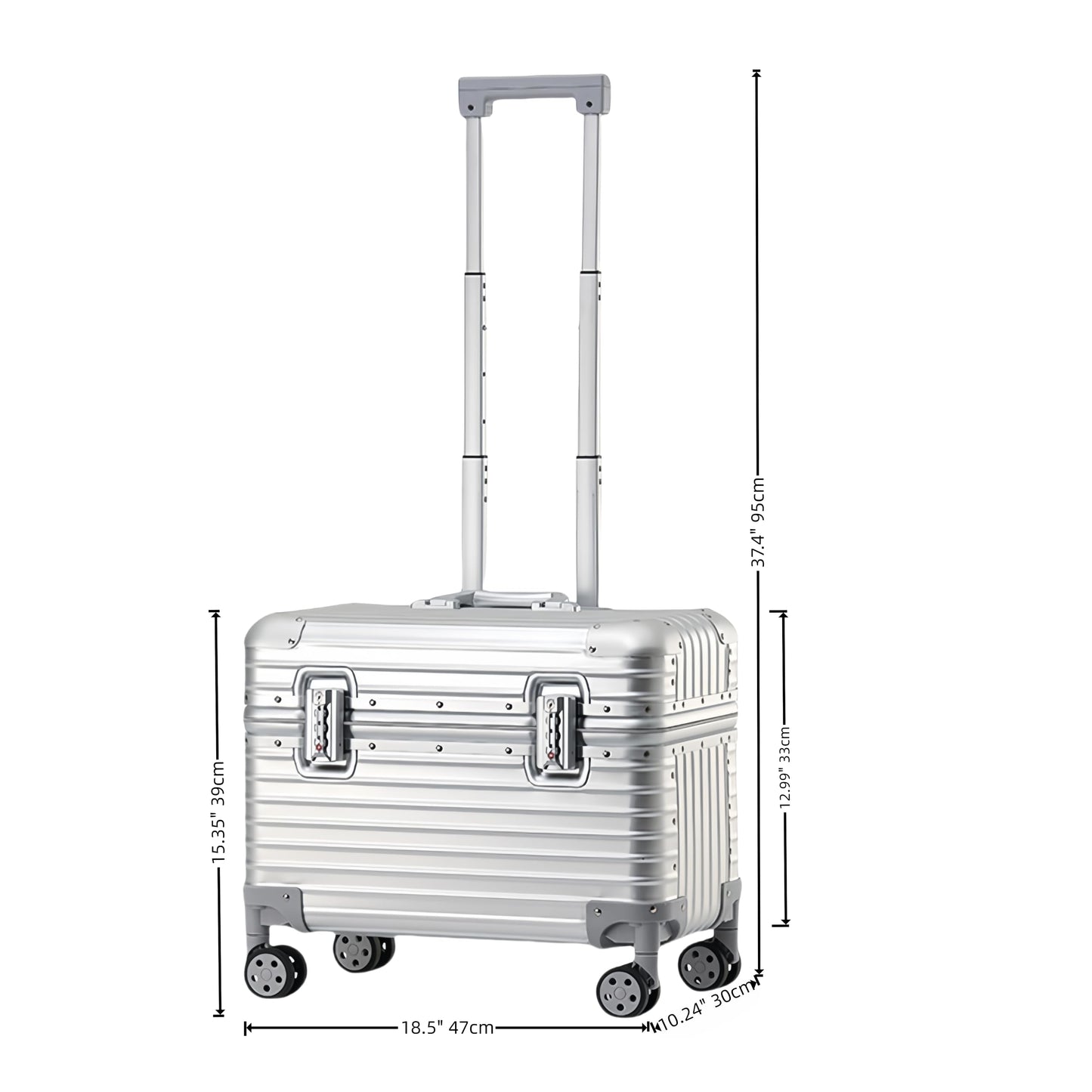 Perle Path Full Aluminum Camera Carry-On Luggage DSLR Shockproof TSA lock Photography Gear Case with Removable Dividers & 360° detachable Wheels Luggage Rolling camera bag Camera storage case (silver)