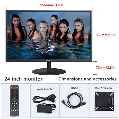 Collusa 24inch Monitoring Security Camera Monitor Display Screen Multifunctional Interface HDMI, BNC, VGA, AV, Computer LCD Monitor Built-in Speaker 1920x1080 Full HD