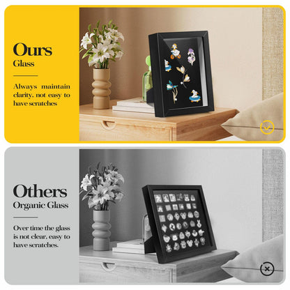 Black Lapel Pin Display Case, 6x8 Shadow Box Frame for Walls and Desktops,Shadow Box for Pins, Enamel Pin Display Frame (Black, 6X8 2Pack)