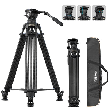 SMALLRIG 79''/200.5cm Heavy-Duty Carbon Fiber Video Tripod, 7-Step Counterbalance Head, Snap-on Quick-Release Plate for DJI & MFT 501, Max Load 17kg/37lb, Professional Video Shooting - FSD18-5578