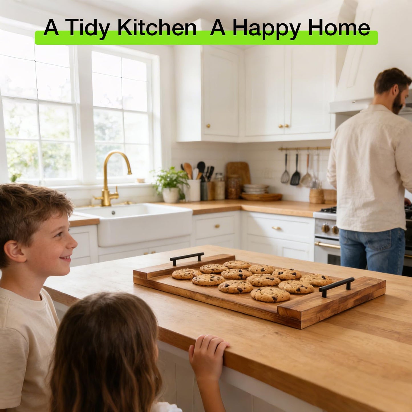 Noodle Board Stove Cover with Handles, 30 X 22 X 2.1" Wooden Stove Top Cover, Multifunctional Stove Cover for Electric&Gas Stove Top (Brown)