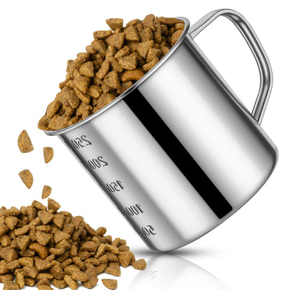 Ashmacdo Dog Food Scoop 1 Cup,304 Stainless Steel Measuring Cups with Handle Pet Food Scoop Cup Measuring Scoop for Dogs, Cats, Birds & Rabbits – Ideal for Dry Food & Treats