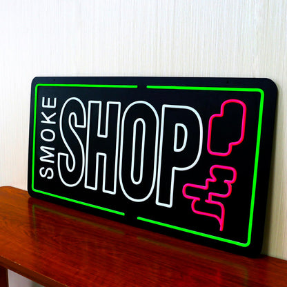 35"x18" Extra Large Neon LED SMOKE SHOP Sign for Business, Super Bright Unique Design with Sturdy Chain, High Visibility for Stores Retail Shop Window