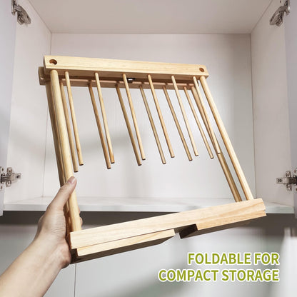 Talentree Collapsible Pasta Drying Rack, Wood Pasta Dryer Hanger Rack, Spaghetti Noodle Drying Hanging Rack Stand with 12 Bars and Transfer Wand, Foldable for Easy Storage
