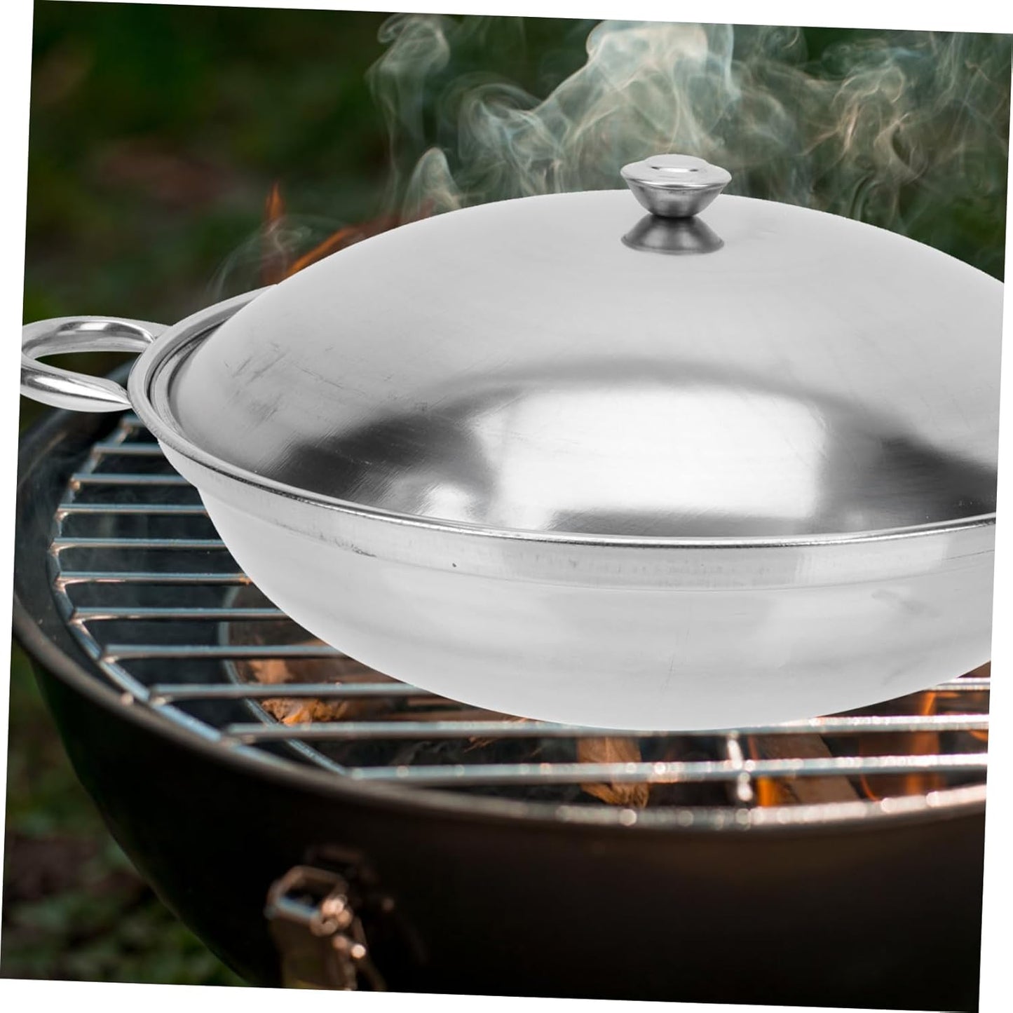 Zerodeko Stainless Steel Griddle Set, Asian Noodles Saute Pan with Lid, Non Stick Skillet for Camping
