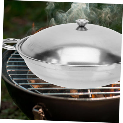 Zerodeko Stainless Steel Griddle Set, Asian Noodles Saute Pan with Lid, Non Stick Skillet for Camping