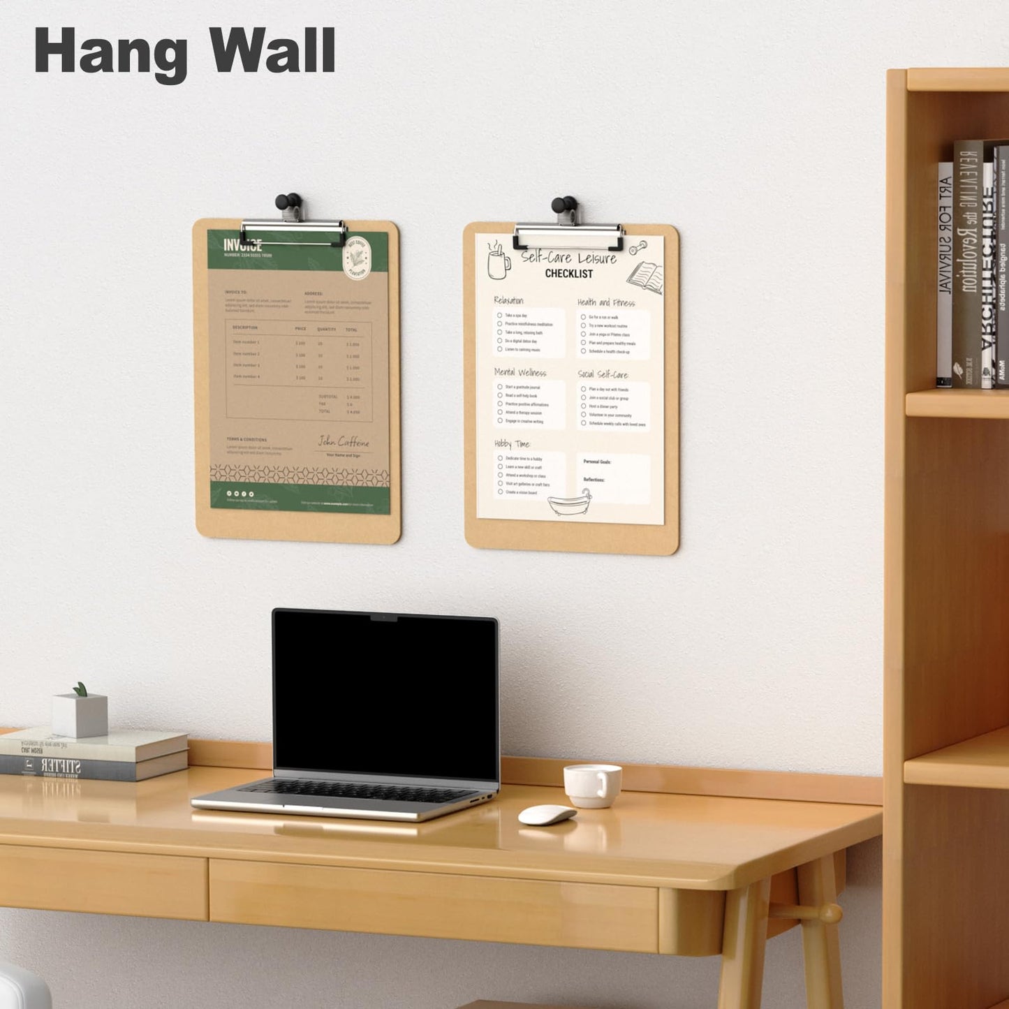 Juvealoe Wood Clipboard Set of 10, 8.5 x 11 Clip Borad with Pen Holder, A4 Standard Dimension 9 x 12.5 in, A4 Letter Size Hardboard for Classroom, Students, Office & School Supply