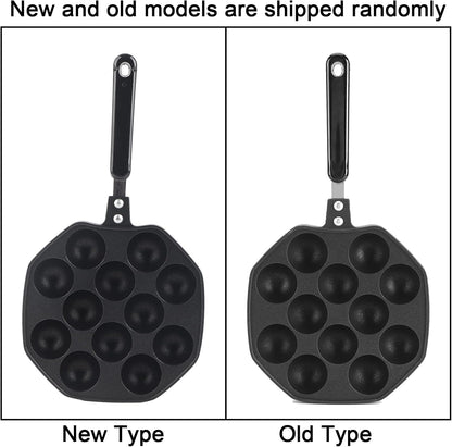 Home 12 Cavity Octopus Grilling Pan, Non Stick Pancake Maker for Takoyaki and Dessert Cakes
