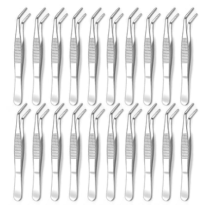 20Pack Stainless Steel Tweezers with Curved Tip Curved Serrated Tip Multipurpose Forcep for Craft, Sewing Machine, DIY Crafts, Jewelry Making, Electronics Repair, Precision Work & Hobby Project