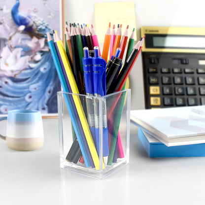CDIVEFTN 10 Pack Clear Acrylic Pen Holders, Pencil Cups & Makeup Brush Organizers, Transparent Desk Storage for Office, School, Home & Study Supplies(10pcs)