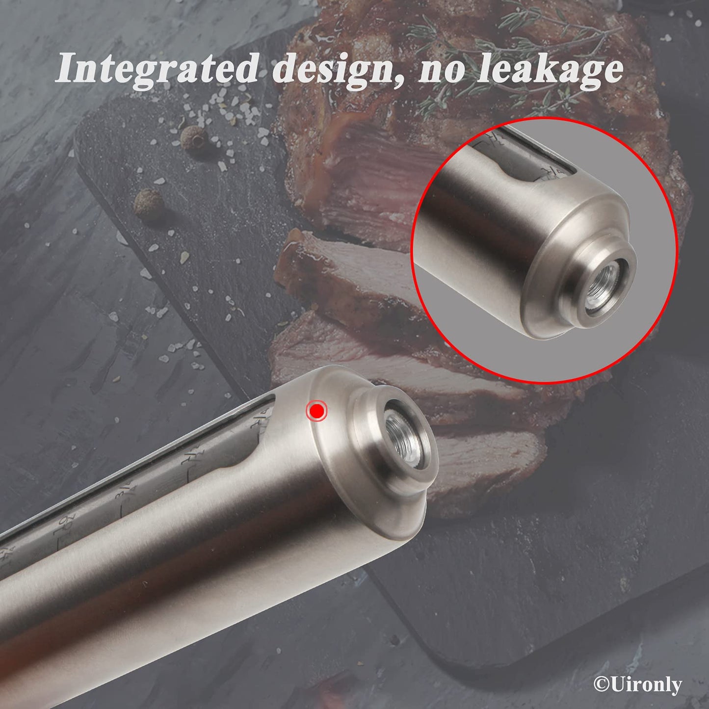 Uironly Meat Injector BBQ Injection Kit, Marinade Cajun Seasoning Flavor Syringe Injector for Cooking Grill Smoker Barbecue in Chicken Turkey Beef with 3 Syringe Needles, User Manual, E-Book