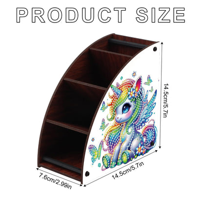 AiYuanzsh Diamond Art Painting Wooden Organizer Box – Animal DIY Multi-Grid Storage for Makeup Brushes, Remotes & Office Supplies – Double-Sided Drill Tabletop Décor for Adults