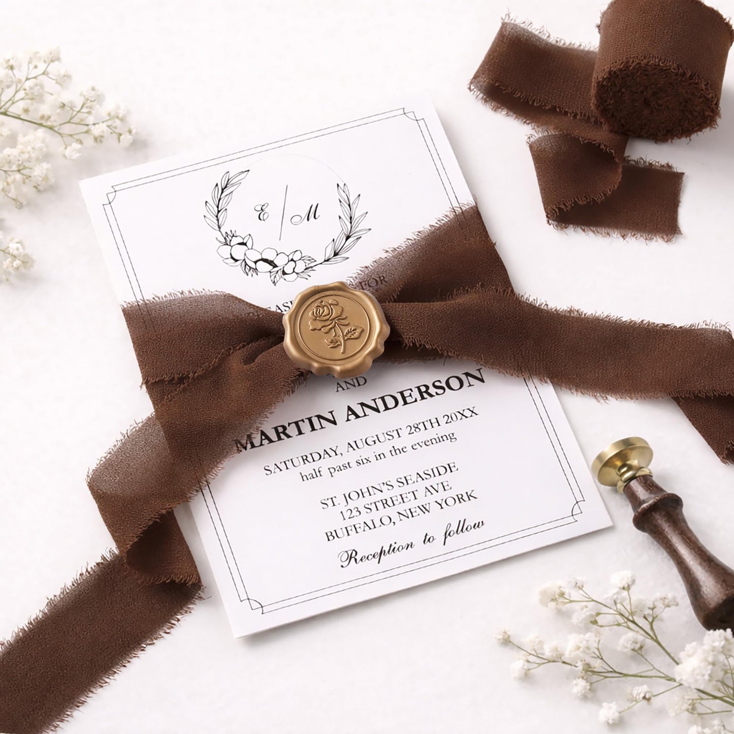 DORIS HOME Dark Brown Chiffon Ribbon for Flower Bouquet, 1" x21Yd Fabric Ribbon for Gift Wrapping, Handmade Frayed Ribbon for Wedding Invitations/Halloween Decorations
